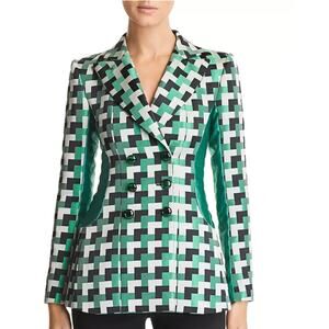 NWT Emporio Armani Geo-Print Side-Panel Blazer